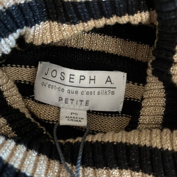 Joseph A Black Khaki Metallic Striped Turtleneck Long Sleeve Size PS New/tags - Picture 5 of 6